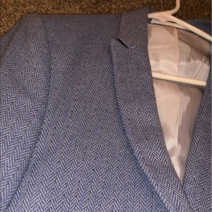 Wedding suit blue wool twill